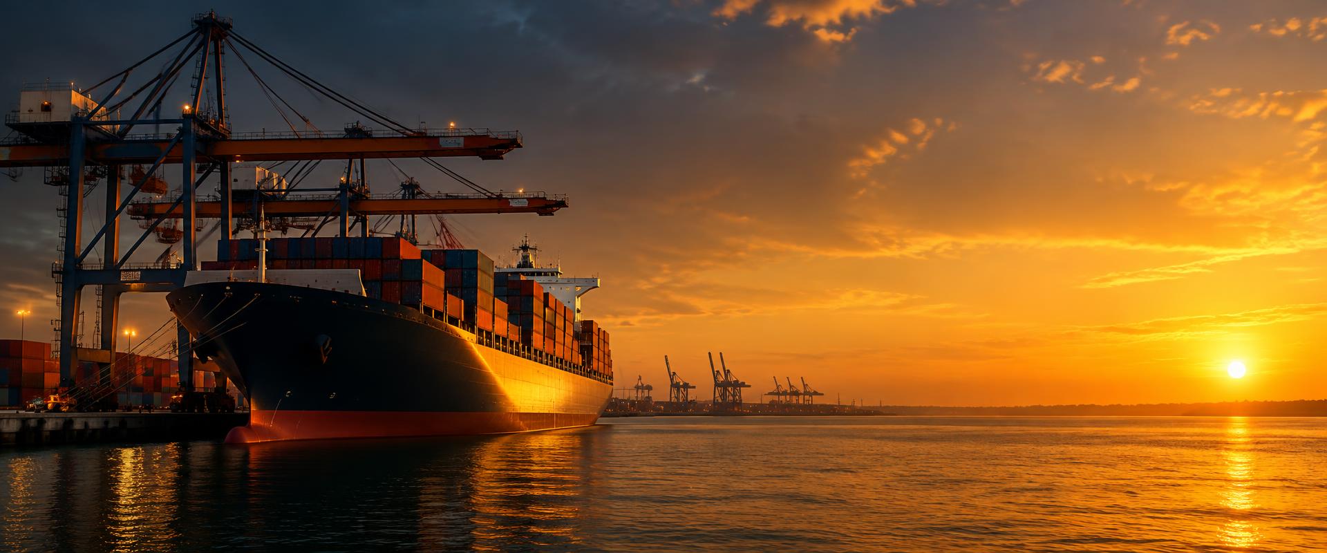 Container ship at port